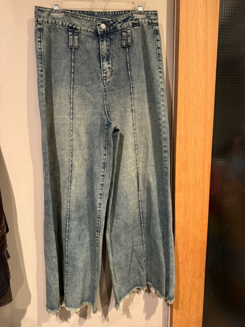 Wide Leg Flare Jeans in Faded Blue